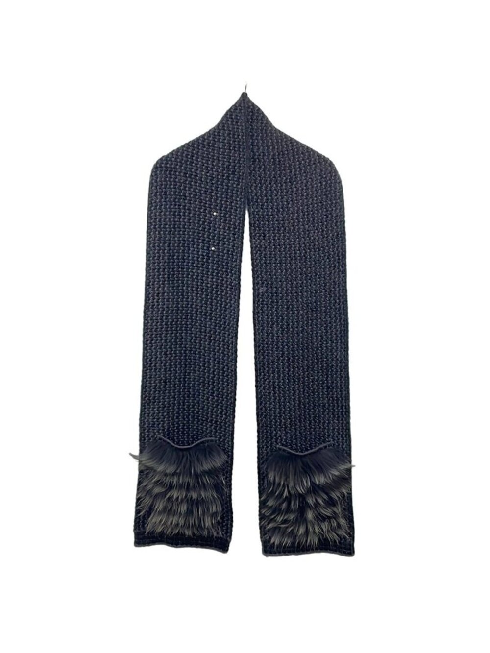 Louis Vuitton Scarf Echarpe Elena Black Dark Gray Lucky Wool Silk - Picture 1 of 5
